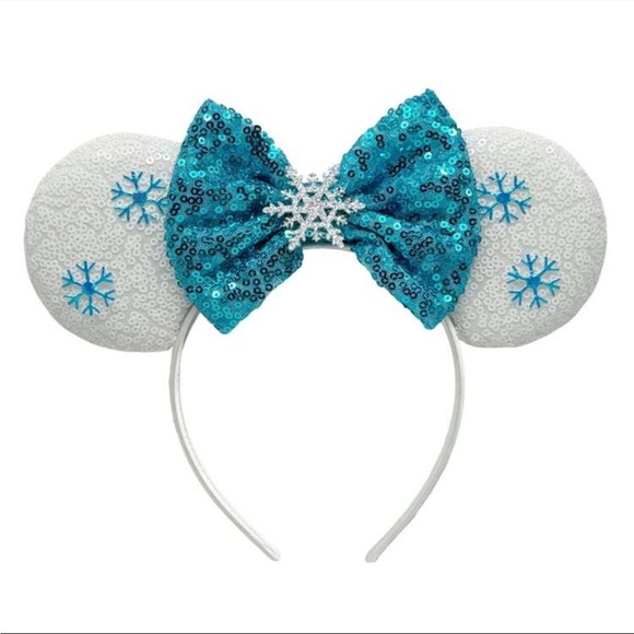 Rebellious Rose Accessories - Princess Themed Snowflake Series Hair Hoop & Earrings Set With Glitter Bowknot
